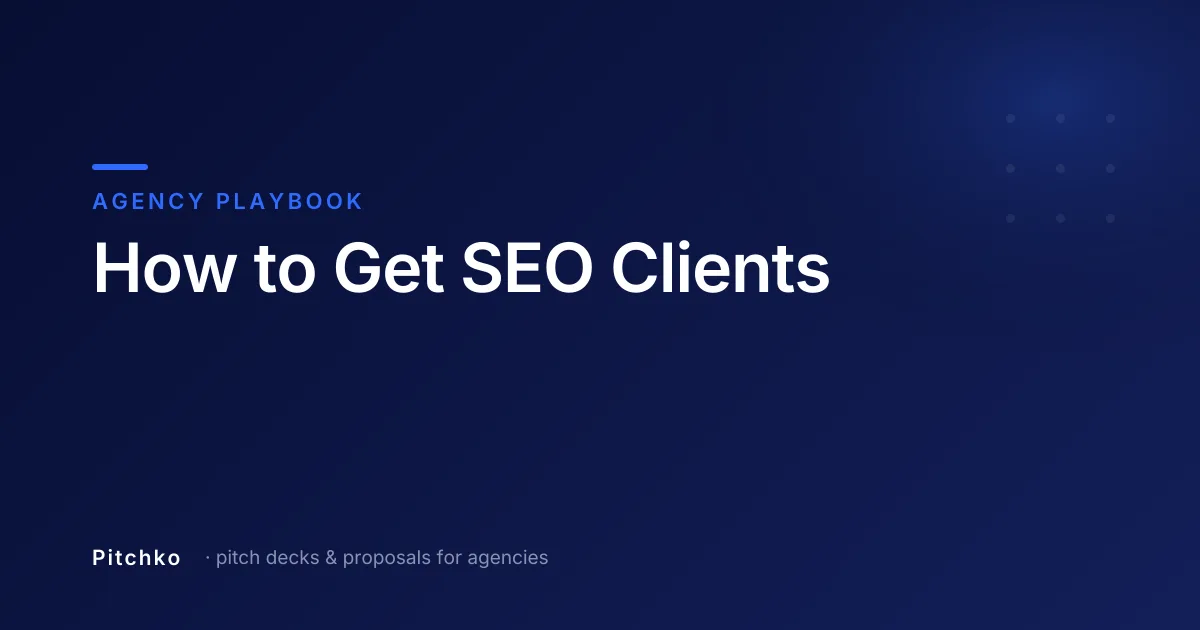 Pitchko cover — Agency Playbook: “How to Get SEO Clients”