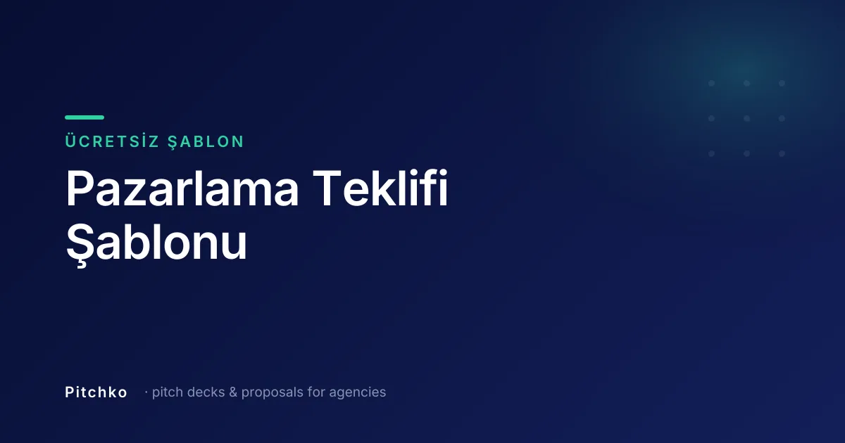 Pitchko kapağı — Ücretsiz Şablon: “Pazarlama Teklifi Şablonu”